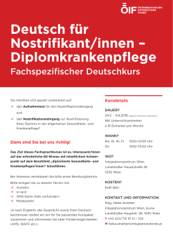 Infoblatt "Deutsch für Nostrifikant/innen – Diplomkrankenpflege"
