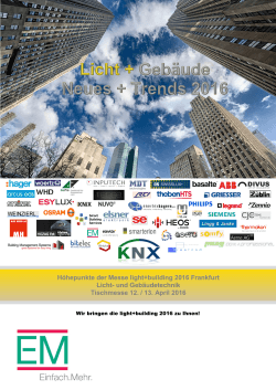und Gebäudetechnik Tischmesse 12. / 13. April 2016