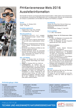 FH-Karrieremesse Wels Ausstellerinformationen 2016