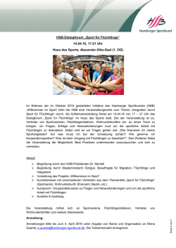HSB-Dialogforum &bdquo;Sport f&uuml;r Fl&uuml;chtlinge&ldquo;