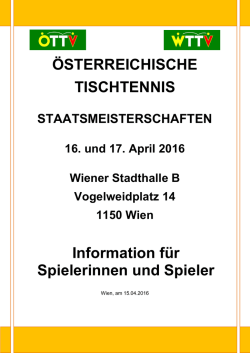 Info f&uuml;r Spieler OESTM 2016
