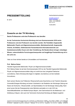 pressemitteilung - Technische Hochschule Nürnberg