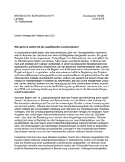 Gro&szlig;e Anfrage der Fraktion der CDU