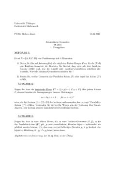 Blatt 1 - Der Fachbereich Mathematik