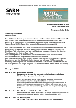 Die Wochenthemen vom 18.04. bis 22.04.2016