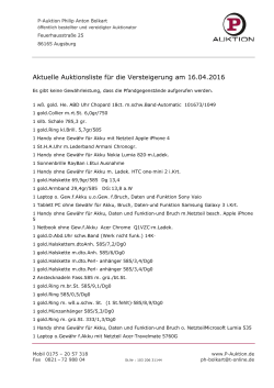 Aktuelle Versteigerungsliste - P