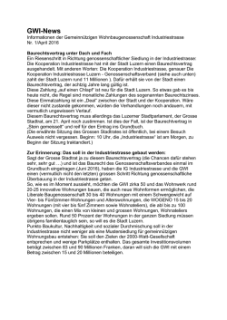 GWI-News - GWI Gemeinn&uuml;tzige Wohnbaugenossenschaft