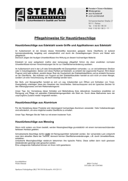 Pflegehinweise für Haustürbeschläge