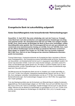 Pressemitteilung - Evangelische Bank eG