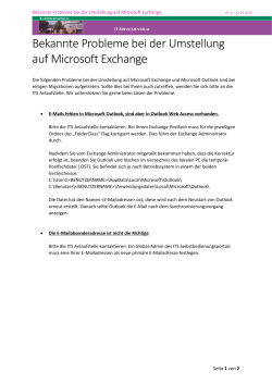 Bekannte Probleme bei der Umstellung auf Microsoft Exchange