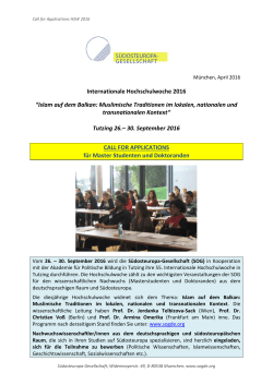 Call for Applications - Südosteuropa