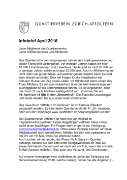 Infobrief April 2016 - Quartierverein Z&uuml;rich