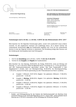 Festsetzungen nach &sect; 56 Abs. 2, &sect; 58 Abs. 4 StPrO1 f&uuml;r das