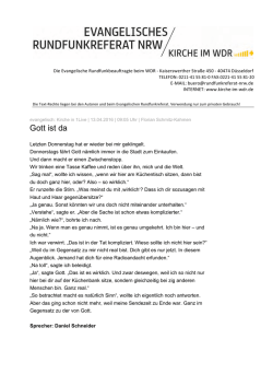 Gott ist da - Kirche im WDR