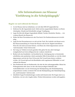 Instruktionen und Regeln zur Klausur