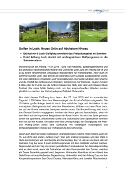 Golfen in Lech: Neues Gr&uuml;n auf h&ouml;chstem Niveau