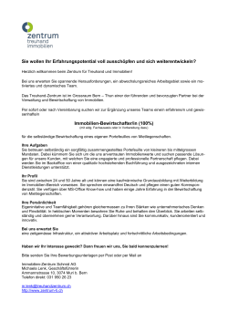 Immobilien-Bewirtschafter/in - Zentrum f&uuml;r Treuhand und Immobilien