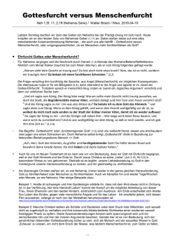 Gottesfurcht versus Menschenfurcht