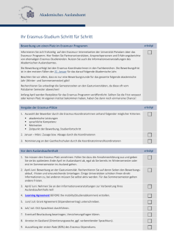 Ihr Erasmus-Studium Schritt f&uuml;r Schritt