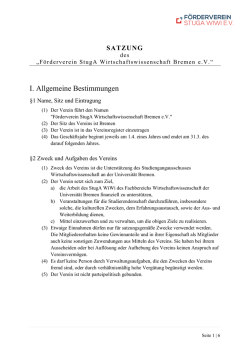 I. Allgemeine Bestimmungen - StugA Wirtschaftswissenschaften