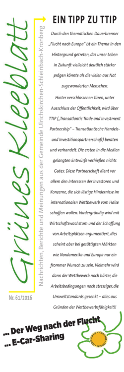 EIN TIPP ZU TTIP - Gr&uuml;nes Kleeblatt