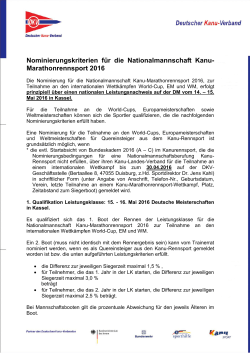 Nominierungskriterien - Deutscher Kanu