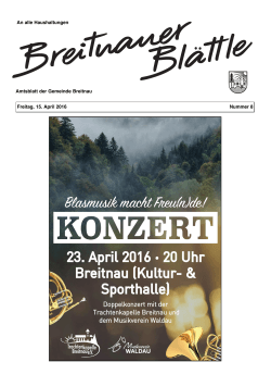 An alle Haushaltungen Amtsblatt der Gemeinde Breitnau Freitag, 15
