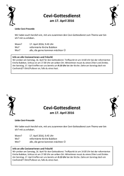 Cevi-Gottesdienst Cevi-Gottesdienst - Cevi Bubikon