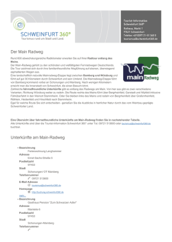 Der Main Radweg Unterkünfte am Main-Radweg