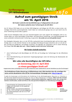 Streikaufruf 14.04.16 - Ver.di bei der GPS Wilhelmshaven