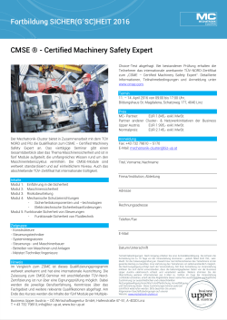 HEIT 2016 CMSE ® - Certified Machinery Safety Expert