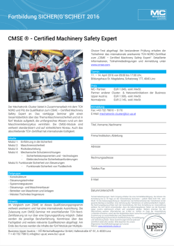 HEIT 2016 CMSE &reg; - Certified Machinery Safety Expert