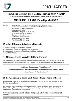 Einbauanleitung zu Elektro-Einbausatz 736501 MITSUBISHI L200