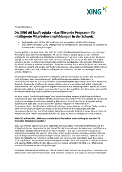 Die XING AG kauft eqipia &ndash; das f&uuml;hrende Programm f&uuml;r