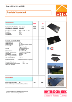 Preisliste Solartechnik (Teil 1/2016)