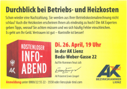 Durchblick bei Betriebs- und Heizkosten am Di., 26.04.2016