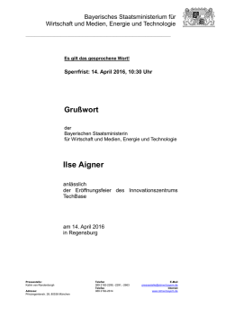 Ilse Aigner - Bayerisches Staatsministerium f&uuml;r Wirtschaft und