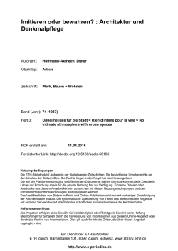 Imitieren oder bewahren? : Architektur und - e
