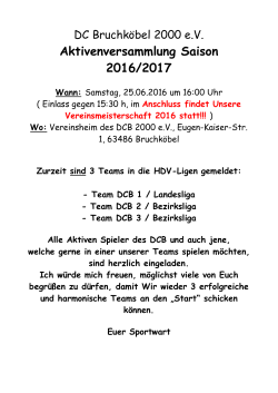 Aktivenversammlung Saison 2016/2017 - Dart