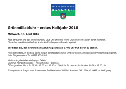 Gr&uuml;nm&uuml;llabfuhr - erstes Halbjahr 2016