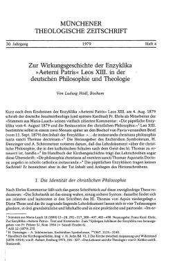 Zur Wirkungsgeschichte der Enzyklika "Aeterni Patris" Leos XIII. in