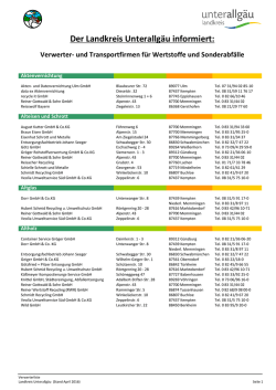 Verwerterliste - Landratsamt Unterallg&auml;u