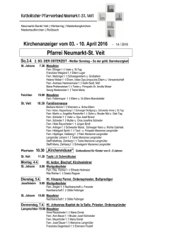 Kirchenanzeiger vom 3.4. - 10.4.2016