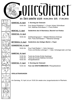 Wochenordnung - Pfarre Unterach