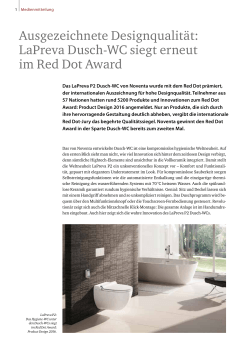 LaPreva Dusch-WC siegt erneut im Red Dot Award
