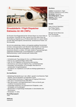 EinsatzleiterIn / Flight Dispatcher Edelweiss Air AG (100%)