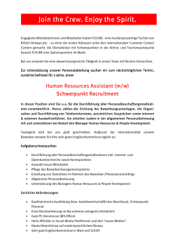 Human Resources Assistant (m/w) Schwerpunkt - DGFP