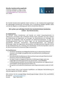 Künstler-Sozialversicherungsfonds Wir suchen zum sofortigen