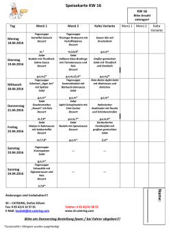 Speisekarte KW 16 Name: - SK