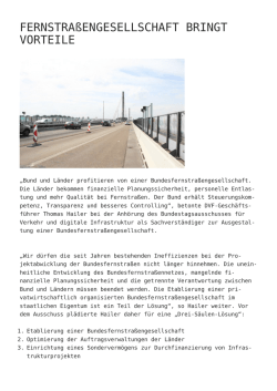 Fernstra&szlig;engesellschaft bringt Vorteile